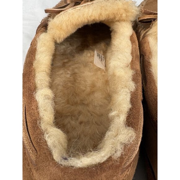 LL Bean Wicked Good Moccasins Men's 13 Suede Brown Leather Slippers Slip On - Picture 8 of 16